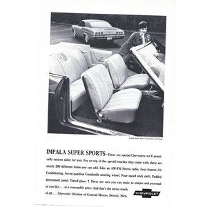 Impala Superior Sports Car Chevrolet Convertible 1960s Vintage Print Ad 9 in